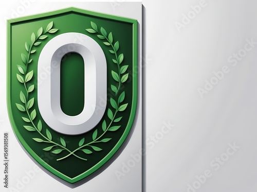 Zero Emissions Shield Icon with Green Laurel Design