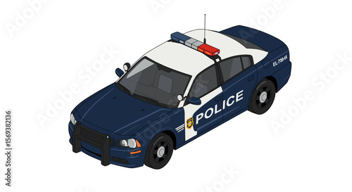 Isometric police car vector illustration for law enforcement design projects