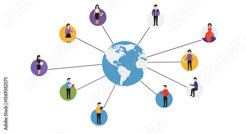 Global communication network vector illustration for business and education design