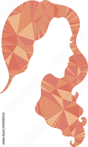 Silhouette of a girl in pastel colors. Low poly vector silhouette of a head.
