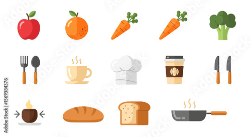 Food, Cooking and Utensils Icon Set