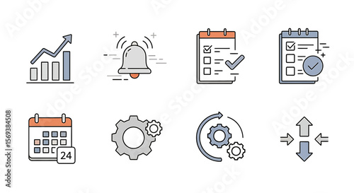 Business Productivity and Process Management Icon Set