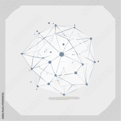 A minimal vector concept of an AI neural network with nodes and connections. Ideal for tech, AI, or data visualization projects.