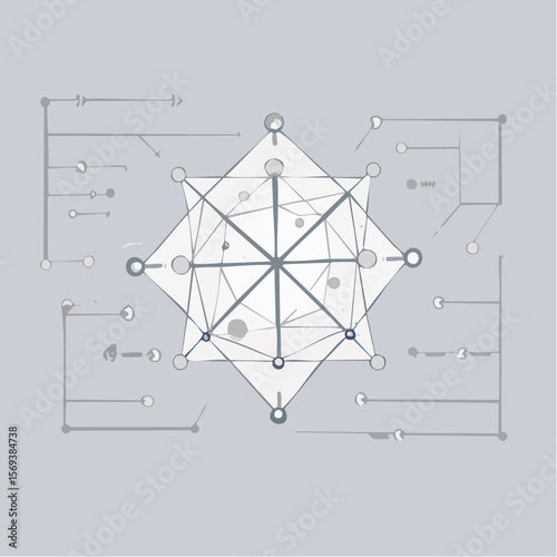 A minimal vector concept of an AI neural network with nodes and connections. Ideal for tech, AI, or data visualization projects.