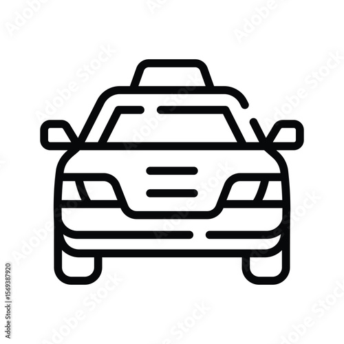 Easy to edit linear icon of yellow taxi cab