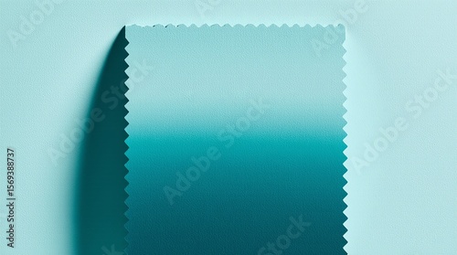 Rectangular teal textile swatch with pinked edges and a soft vertical gradient, great for fashion, fabric, or color design themes.
