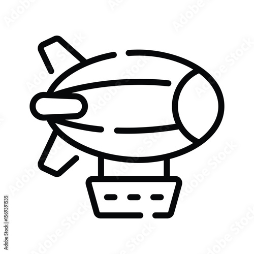 Well crafted outline icon of floating airship blimp