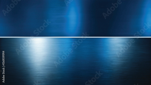 Abstract blue metal background reflecting the tranquil light of a summer sky over the ocean horizon