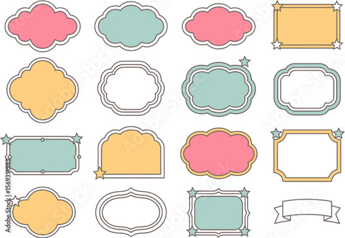 Vector frames collection pastel colors cute shapes for scrapbooking and design projects one hundred chars