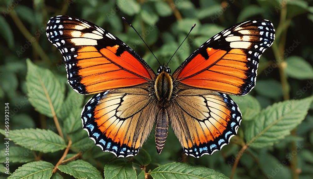 Fototapeta premium Monarch Butterfly on Orange Blossom – Stunning Macro of Nature’s Elegance