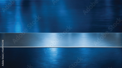 Abstract blue metal background reflecting the tranquil light of a summer sky over the ocean horizon
