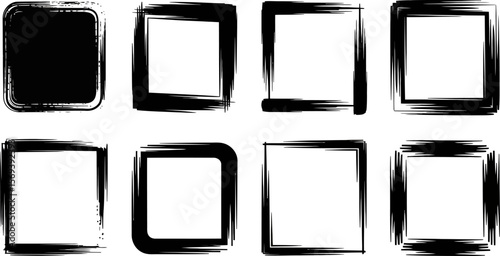 Collection of black grunge square frames vector design element for graphic and web design use 100 character