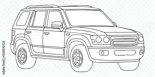 vector outline of suv car side view for coloring pages and graphic design projects