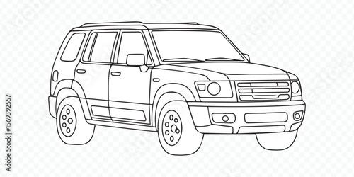 detailed line art vector of modern suv vehicle for automotive illustration and design templates