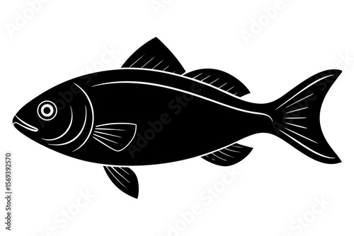 Fish Silhouette Icon - Black Vector Aquatic Animal