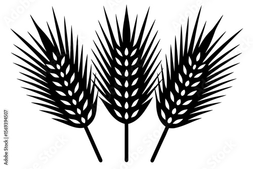 Three Wheat Heads Vector Silhouette – Black Farm Crop Design Icon