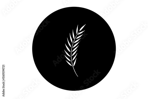 Elegant Curved Wheat Icon – Black Circle Grain Vector Logo