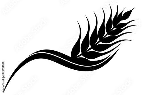 Curved Wheat Silhouette – Black Grain Farming Vector Icon