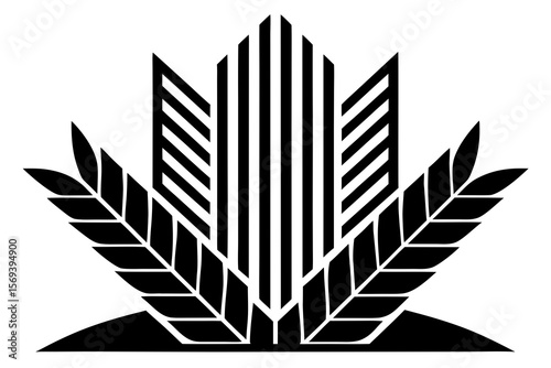 Urban Wheat Vector Logo – Modern Agriculture and City Silhouette Icon