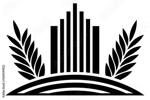 City Wheat Logo – Urban Agriculture Vector Silhouette Emblem