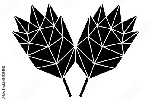 Geometric Leaf Pair Icon – Modern Polygon Nature Vector Design