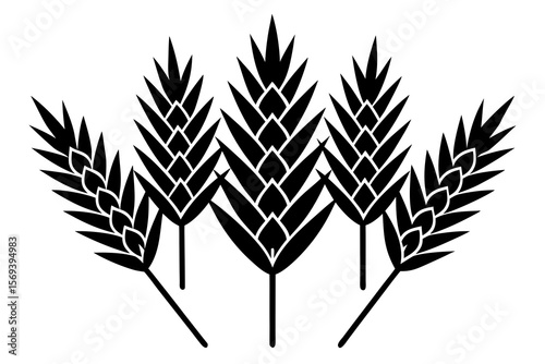 Five Wheat Heads Vector – Bold Harvest Crop Silhouette Design