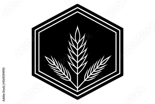 Hexagonal Wheat Logo – Bold Line Agriculture Vector Emblem