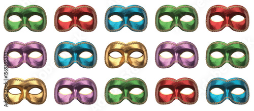 Colorful Venetian Carnival Masks Set