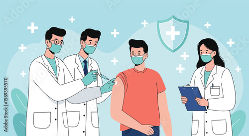 A professional medical team of doctors and nurses standing together, symbolizing healthcare teamwork