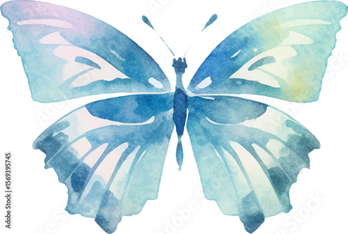 Vector watercolor painted butterfly. Hand drawn design elements isolated on white background.