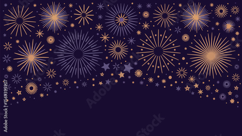 Fireworks and stars background for new year celebration and festive events vector graphic design art