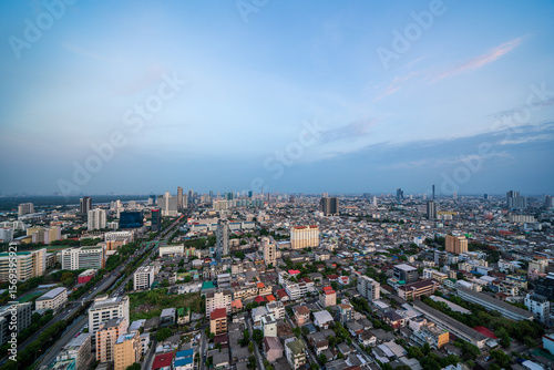 Fototapeta Naklejka Na Ścianę i Meble -  Bangkok residential area city view at daytime.