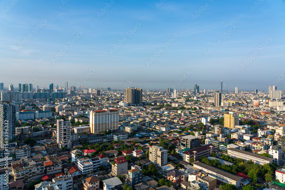Fototapeta premium Bangkok residential area city view at daytime.