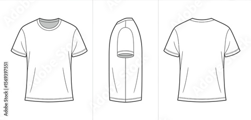 Technical Drawing of a Basic Short Sleeve T-Shirt