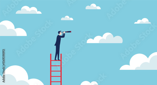 Blue sky vector illustration with cartoon clouds for a seamless cloudscape design
