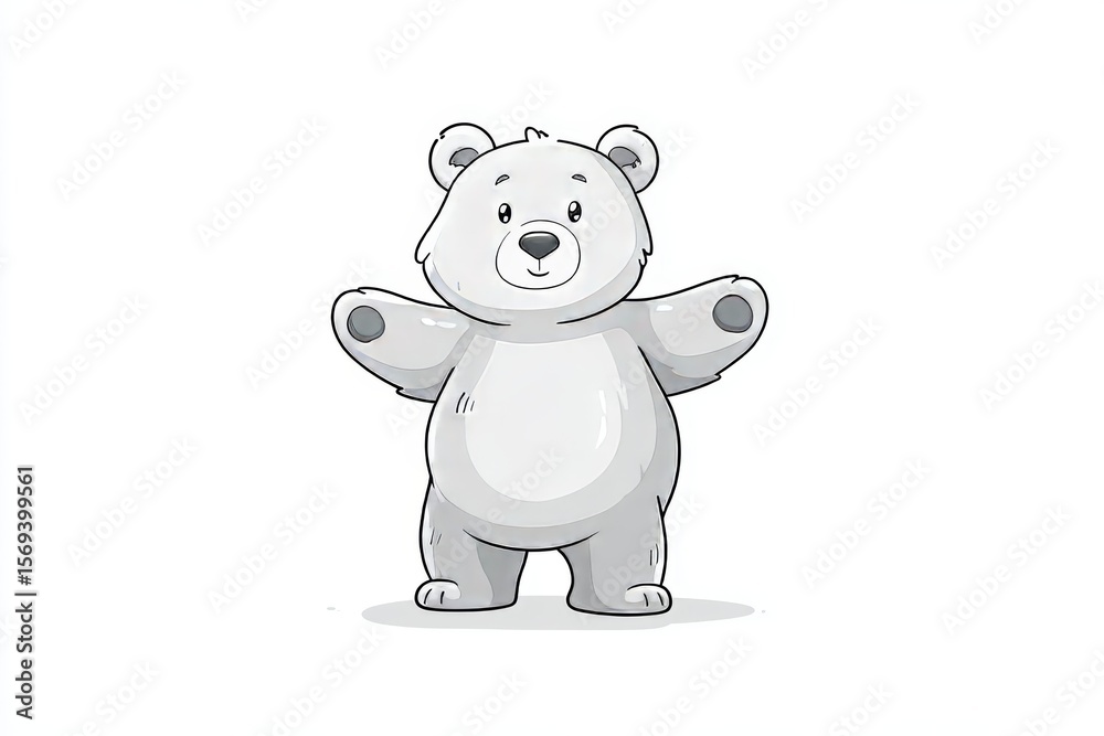 Naklejka premium digital art selected for the #. a white bear with a black outline on it's chest. a teddy bear sitting on top of a white background