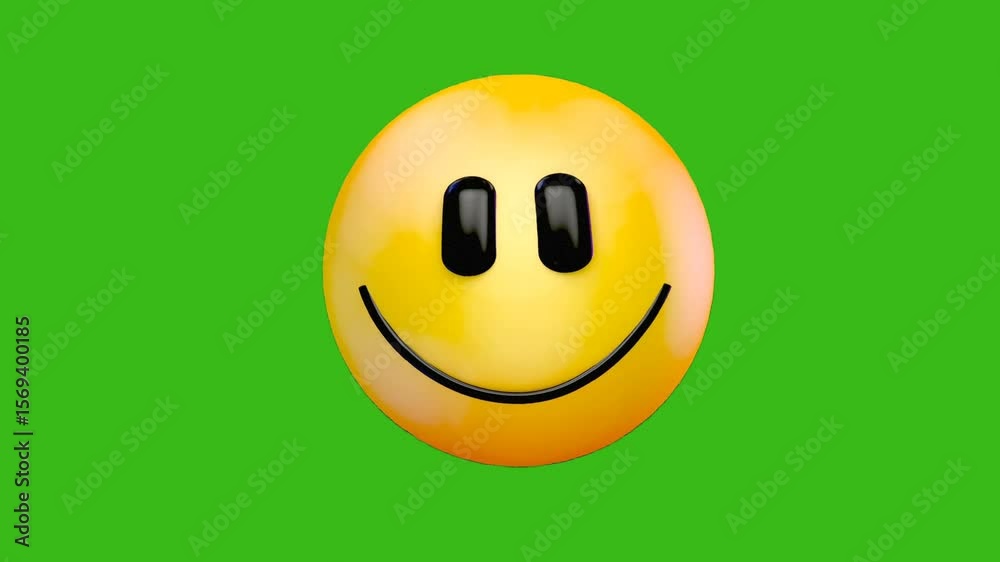 Animated smiley face emoji on green screen. Perfect for positive, happy, or fun videos. Easy chroma keying