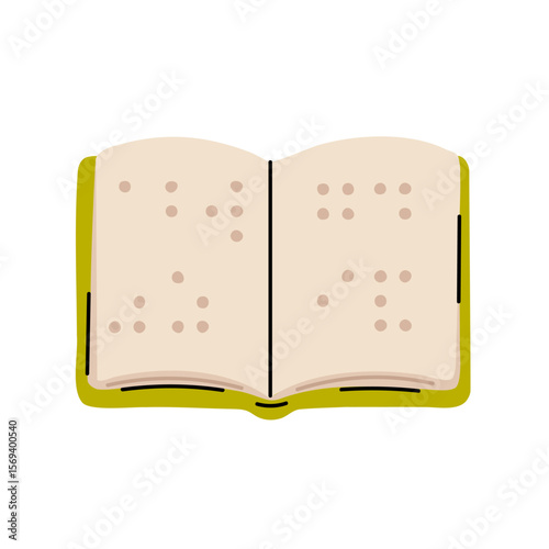 Open braille book isolated on white background, ideal for accessibility, inclusive reading, or education for the blind