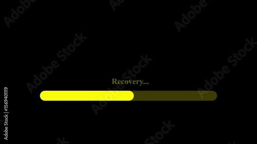 file recovery loading animation isolated on black background, loading bar animated with new strokes, for your projects.