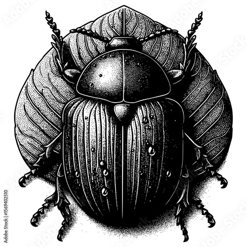 black beetle on white background