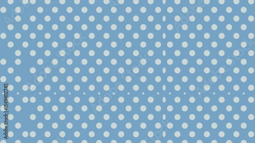 A light blue background filled with white polka dots arranged in a regular repeating pattern design style