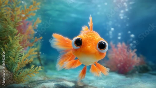 Cute goldfish in an aquarium