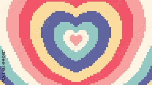 Colorful Heart Tunnel in 8-bit Pixel Art, Looping Background