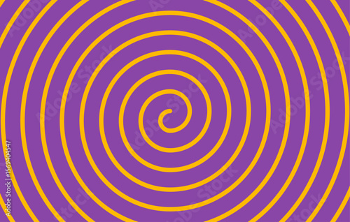 Retro Swirl, Twirl candy halloween Background. Hypnotic purple and yellow orange spiral. Abstract psychedelic pattern. Trick or treat.