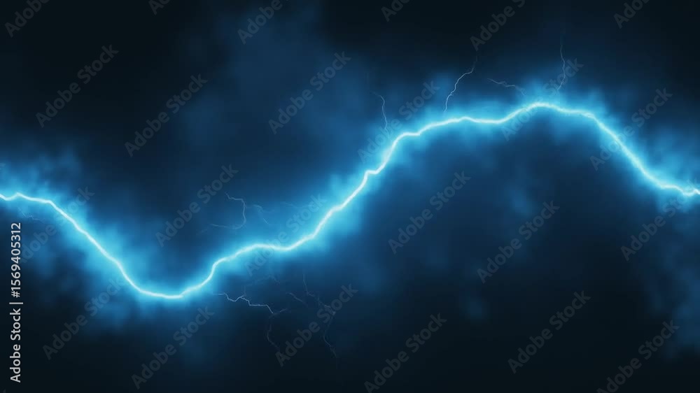 Animated Lightning Striking Against Dark Sky Background Loop