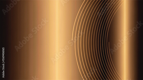 Abstract golden background with curved lines and a flowing, metallic design