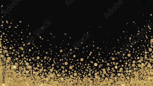 Golden confetti falling against a black background creating a festive and celebratory atmosphere look 100