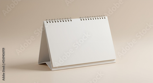 Modern Minimalist Blank Calendar Mockup – Spiral-Bound Pages on Neutral Gradient Background with Soft Ambient Lighting