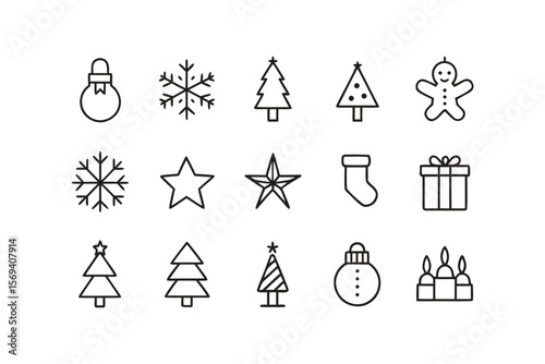 Christmas graphic design elements set for holiday projects