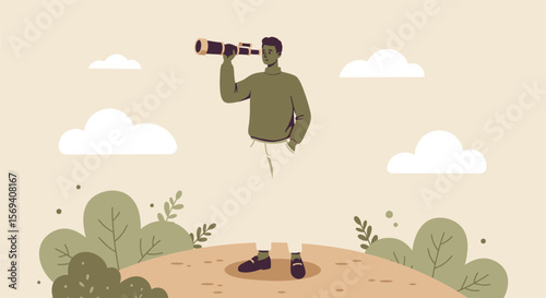 Black silhouette illustration of one person, a soldier with a weapon, in a forest